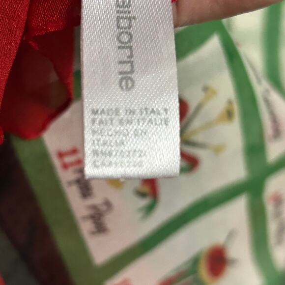 Liz Claiborne Vintage 12 days of Christmas Scarf 25x60 Made in Italy - Picture 7 of 8